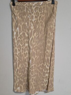J. McLaughlin Beige and Cream Animal-Pattern Skirt